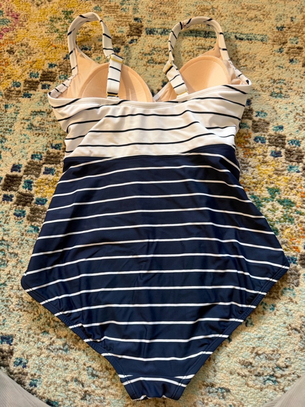 Kona Sol White and Navy Striped Swimsuit - Picture 4 of 5